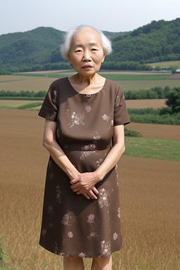 Korean elderly female with  brown hair