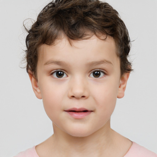 Neutral white child male with short  brown hair and brown eyes