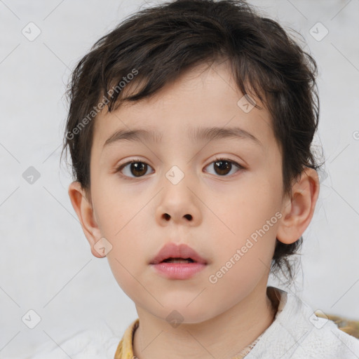 Neutral white child female with medium  brown hair and brown eyes