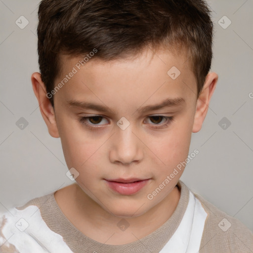 Neutral white child male with short  brown hair and brown eyes