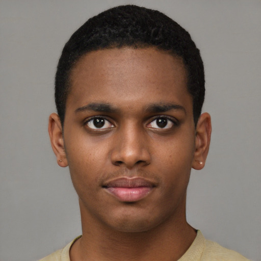 Neutral latino young-adult male with short  brown hair and brown eyes