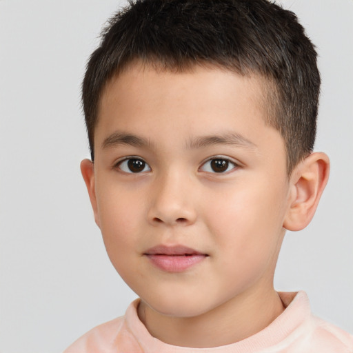Neutral white child male with short  brown hair and brown eyes