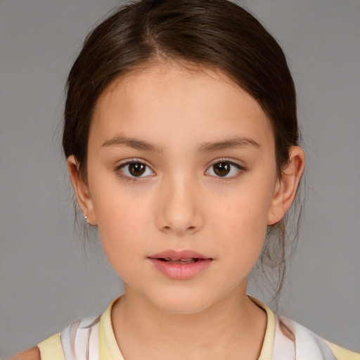 Neutral white child female with medium  brown hair and brown eyes