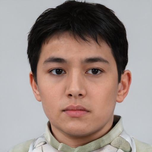 Neutral asian young-adult male with short  brown hair and brown eyes