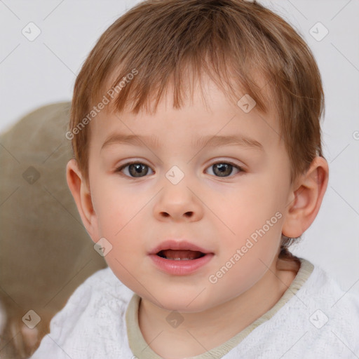 Neutral white child male with short  brown hair and brown eyes