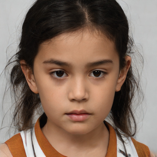 Neutral asian child female with medium  brown hair and brown eyes