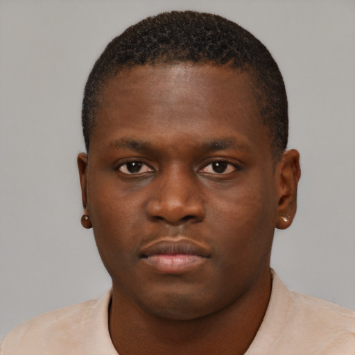 Neutral black young-adult male with short  brown hair and brown eyes