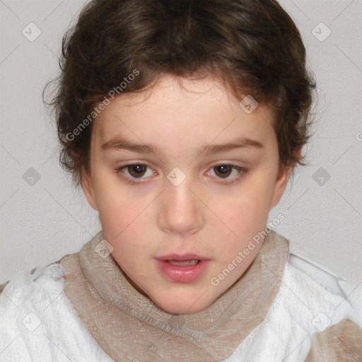 Neutral white child female with medium  brown hair and brown eyes