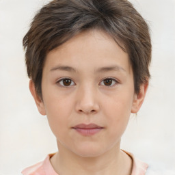 Neutral white young-adult female with short  brown hair and brown eyes