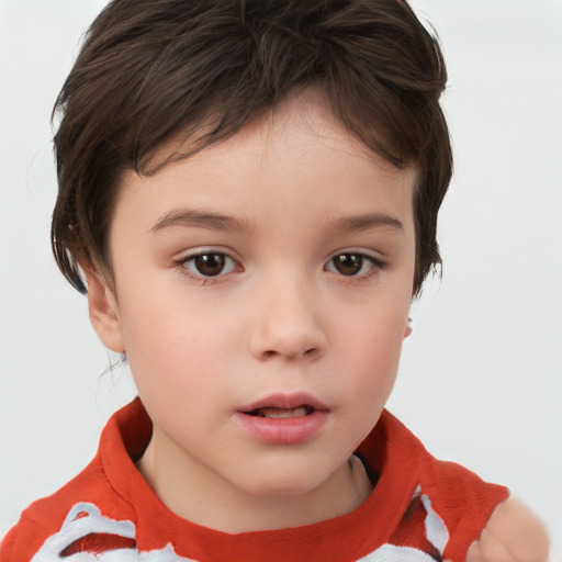 Neutral white child female with short  brown hair and brown eyes