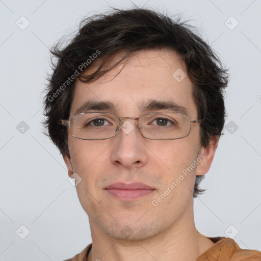 Neutral white adult male with short  brown hair and brown eyes