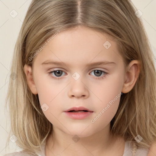 Neutral white child female with medium  brown hair and brown eyes