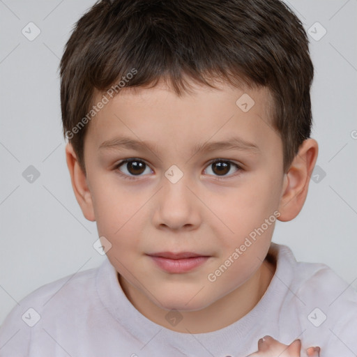 Neutral white child male with short  brown hair and brown eyes