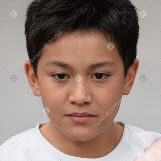 Neutral white child male with short  brown hair and brown eyes