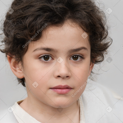 Neutral white child female with medium  brown hair and brown eyes