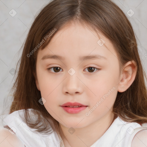 Neutral white child female with medium  brown hair and brown eyes