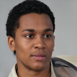 Neutral black young-adult male with short  brown hair and brown eyes