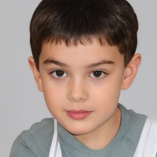 Neutral white child male with short  brown hair and brown eyes