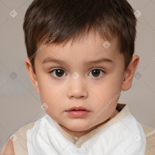 Neutral white child male with short  brown hair and brown eyes