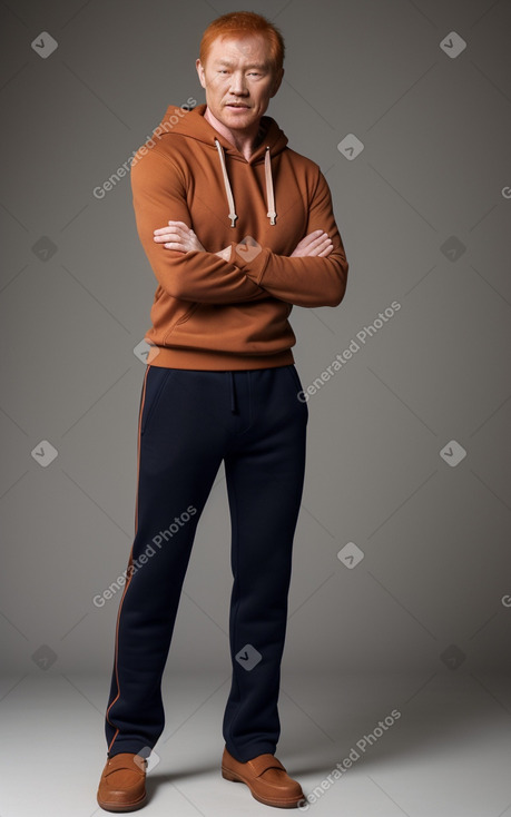 Mongolian middle-aged male with  ginger hair