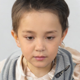 Neutral white child female with short  brown hair and brown eyes