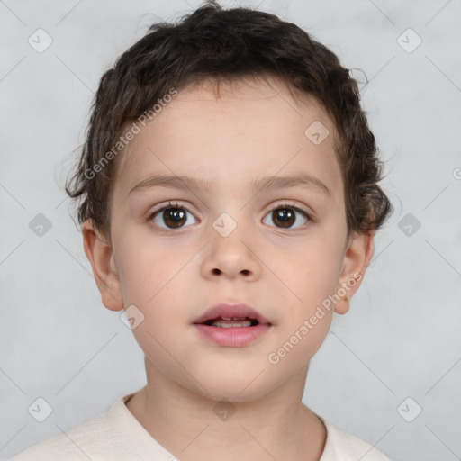 Neutral white child male with short  brown hair and brown eyes