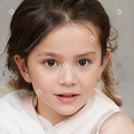 Neutral white child female with medium  brown hair and brown eyes