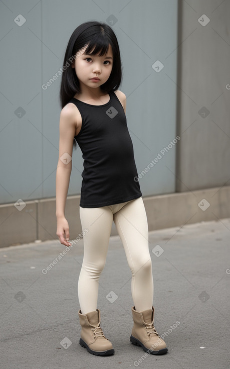 Taiwanese child girl with  black hair