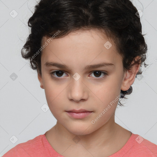 Neutral white child female with medium  brown hair and brown eyes