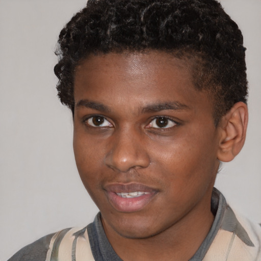 Neutral black young-adult male with short  brown hair and brown eyes