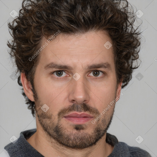 Neutral white adult male with short  brown hair and brown eyes