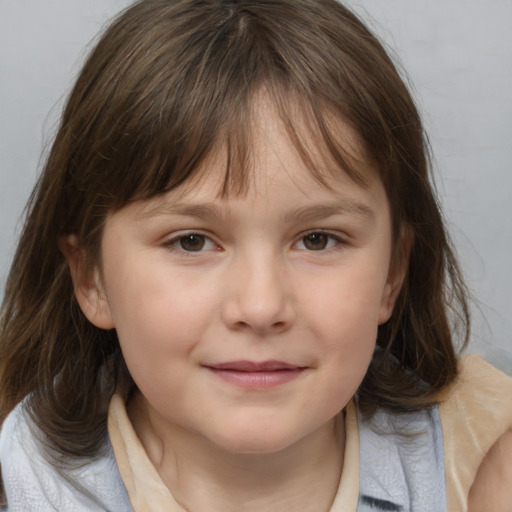 Neutral white child female with medium  brown hair and brown eyes