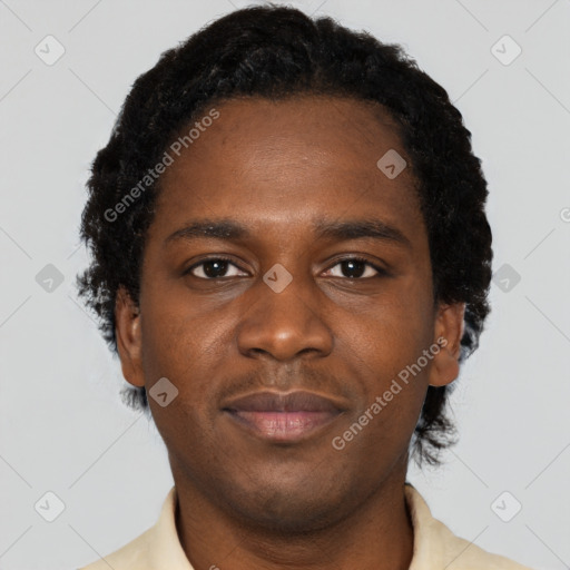 Neutral black young-adult male with short  brown hair and brown eyes