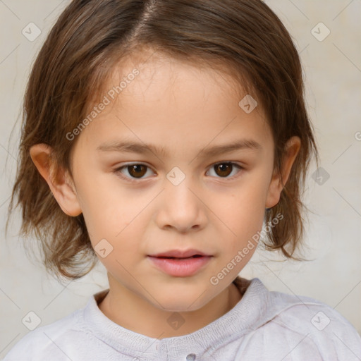 Neutral white child female with medium  brown hair and brown eyes