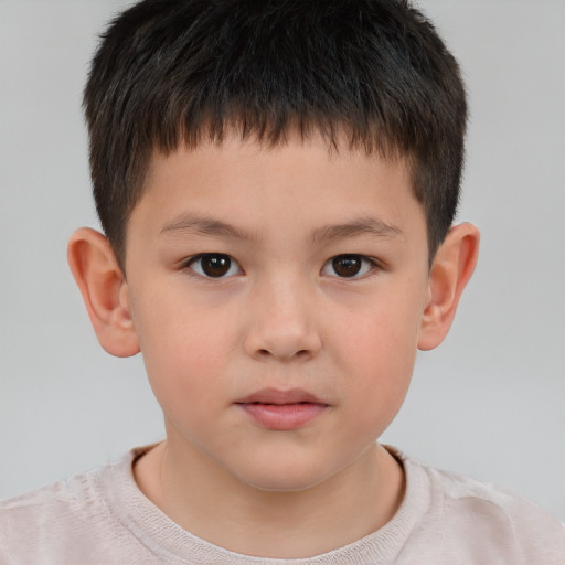 Neutral white child male with short  brown hair and brown eyes