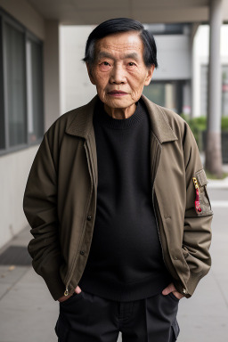 Chinese elderly male with  black hair