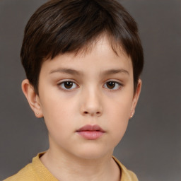 Neutral white child male with short  brown hair and brown eyes