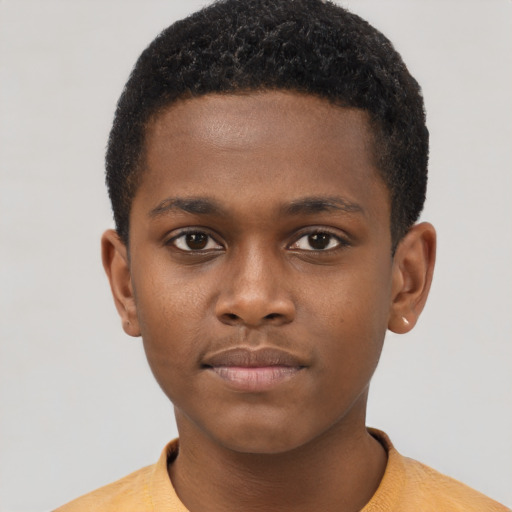 Neutral black child male with short  brown hair and brown eyes