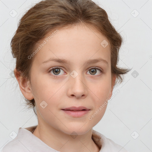 Neutral white child female with medium  brown hair and brown eyes