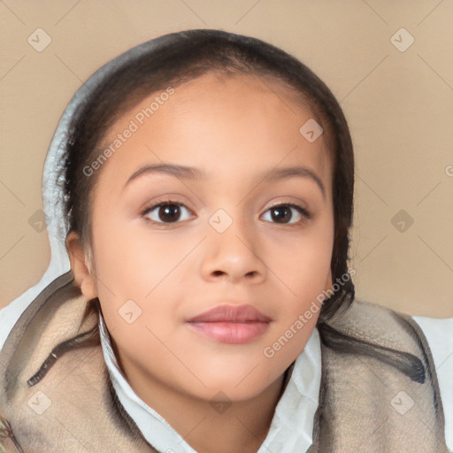 Neutral white child female with short  brown hair and brown eyes