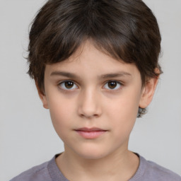 Neutral white child male with short  brown hair and brown eyes