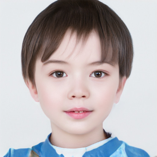 Neutral white child female with short  brown hair and brown eyes