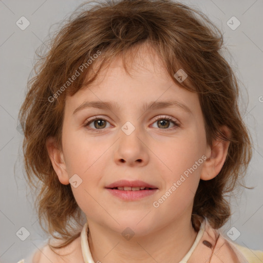 Neutral white child female with medium  brown hair and brown eyes