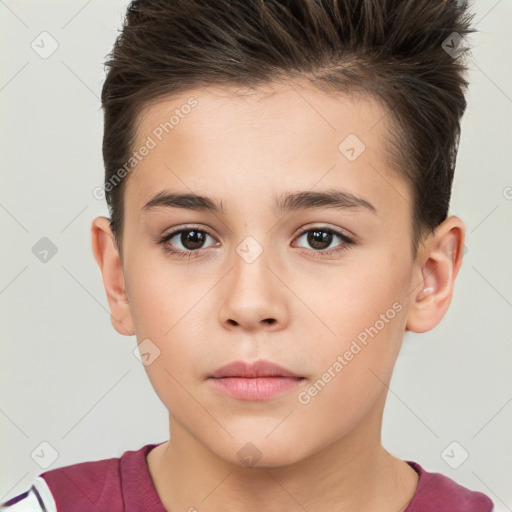 Neutral white child female with short  brown hair and brown eyes