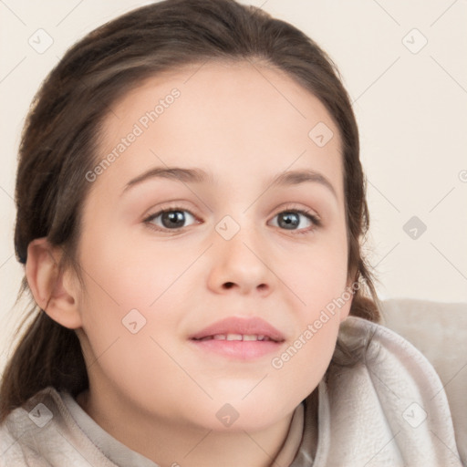 Neutral white child female with medium  brown hair and brown eyes