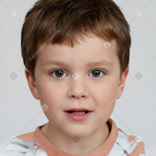 Neutral white child male with short  brown hair and brown eyes