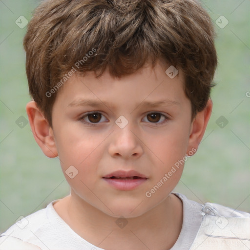 Neutral white child male with short  brown hair and brown eyes