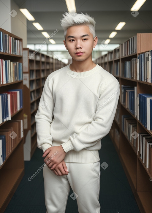 Vietnamese young adult male with  white hair