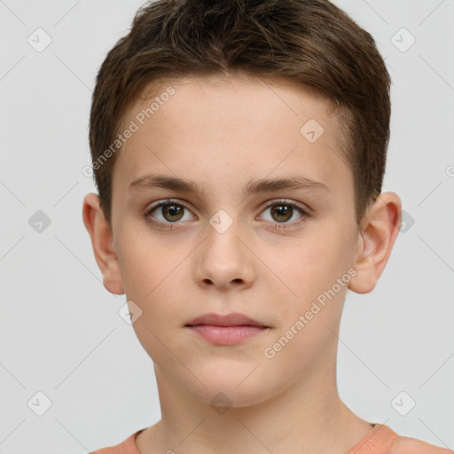 Neutral white child male with short  brown hair and brown eyes