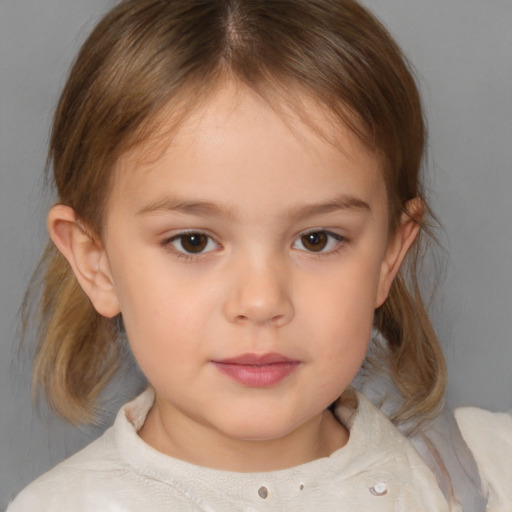 Neutral white child female with medium  brown hair and brown eyes